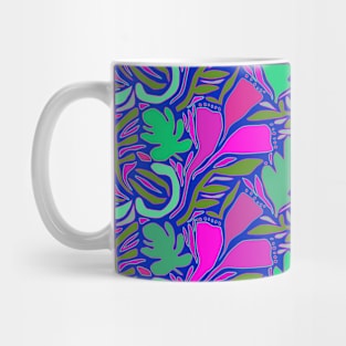 Crazy Mixed Up Flowers - Pink Green Navy Mug